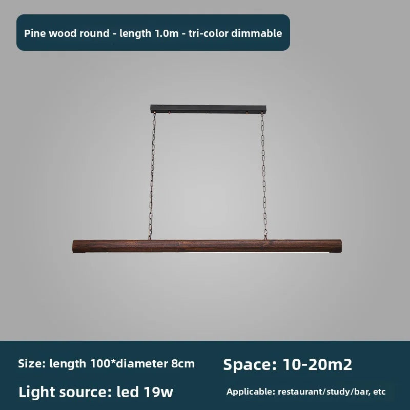 New Solid Wood Chandelier For Modern Minimalist Dining Bar Single-Line Chandelier For Tea Room Wooden Long Chandelier For Lounge
