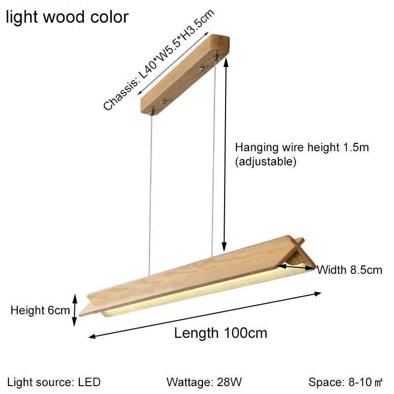 Nordic wood grain simple long dining table pendant lamp living room kitchen artistic luster home decoration lighting fixture