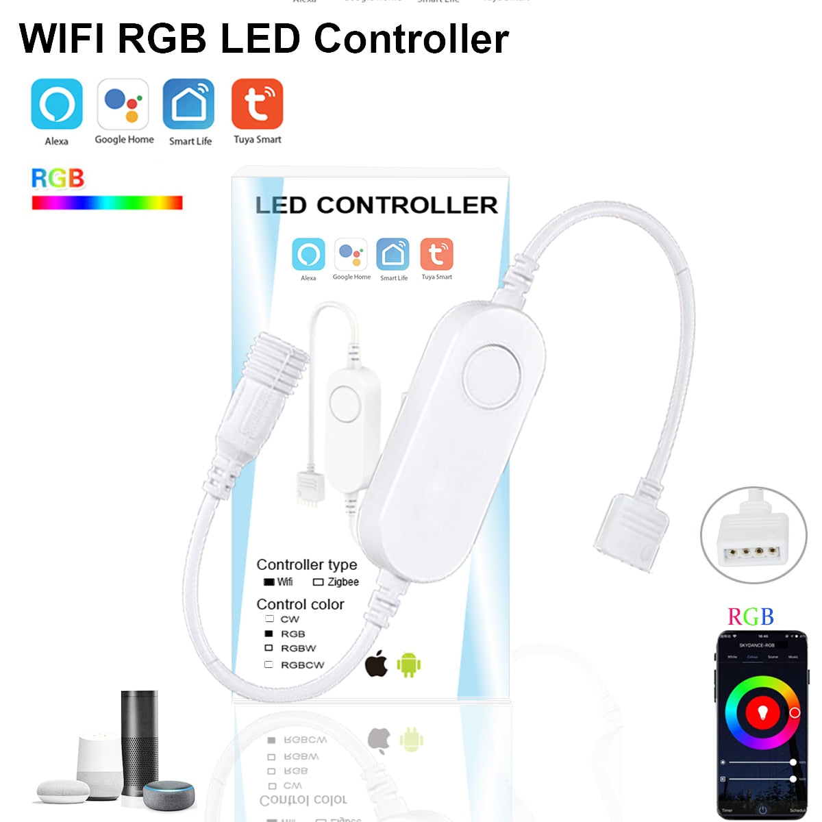 Smart Life APP 5-24V -DW/CCT/RGB/RGBW led Light Strip Wireless Remote Controller Smart Home work with Alexa Google Home