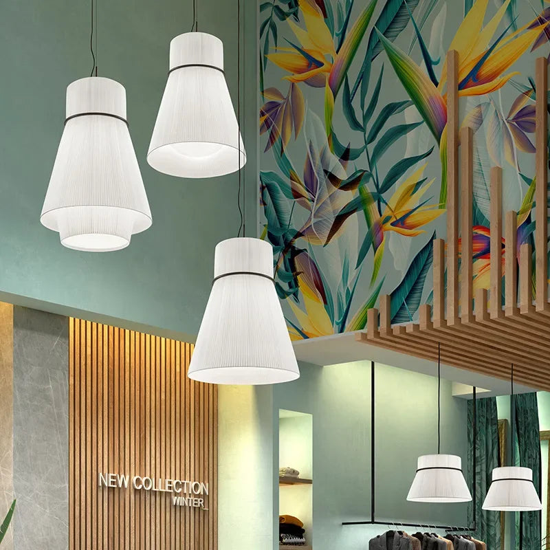 Wabi-sabi Style Pendant Lights Modern Fabric Pendant lamp for Restaurant Cafe Dining Room Minimalism Cloth Art Chandelier