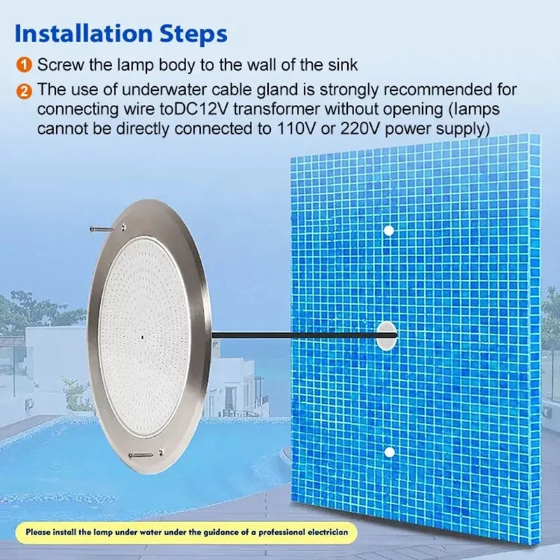 Smart App Wifi Tuya IP68 12V RGB Underwater Waterproof LED SPA Pond Lighting 18W 25W 35W Swimming Pool Lights