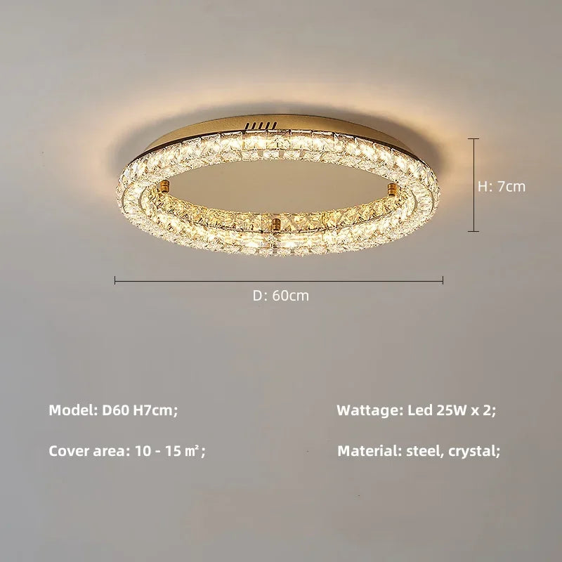 Luxuy gold LED Ceiling lamp modern crystals round ceiling chandelier for living room hotel hall bedroom restaurant lighting
