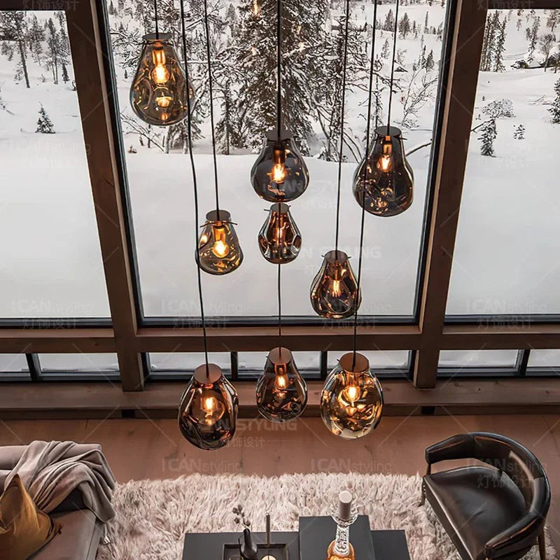 Modern home decor led lights pendant light lamps forstaircase Chandeliers for living room hanging light indoor lighting