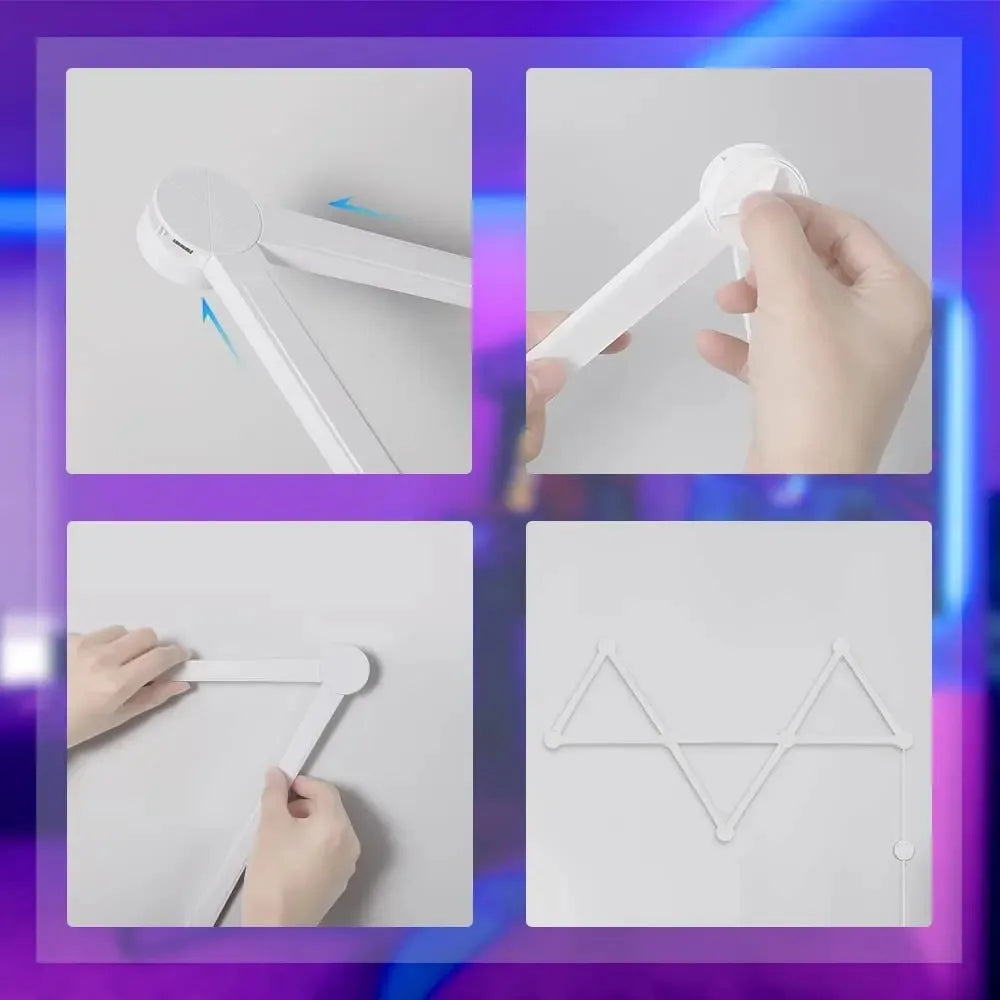 Smart RGB LED Constellation Splicing Wall Lights (Music Sync & APP Control) - DIY Geometric Modular Gaming Room Ambient Backlight & Bedroom Decor