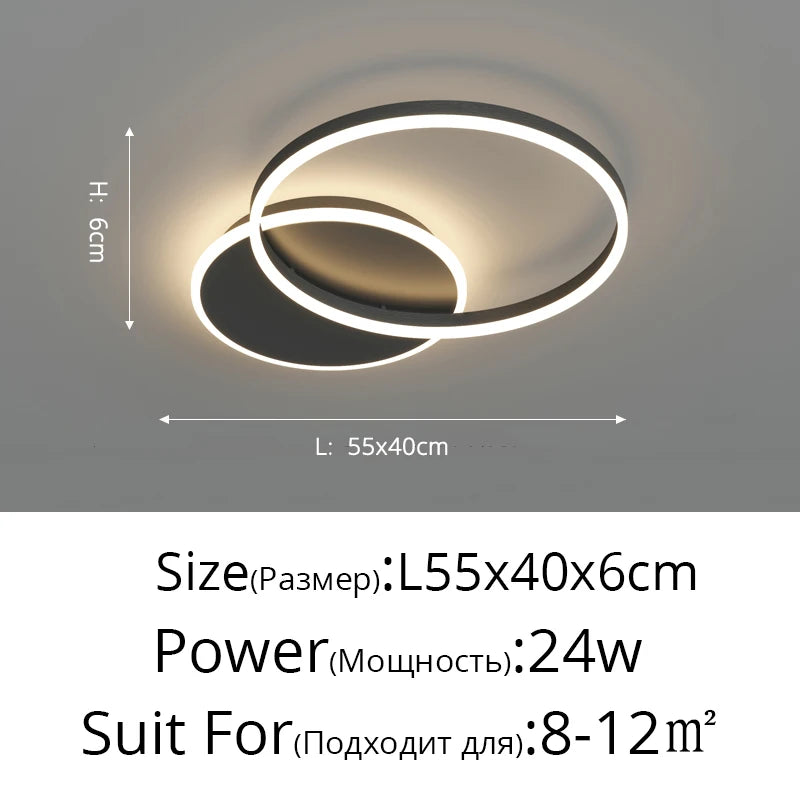 Modern Round Design Ceiling Lights For Living Room Bedroom Gold White Coffee Painted Circle Rings Lighting Fixtures Luminaire