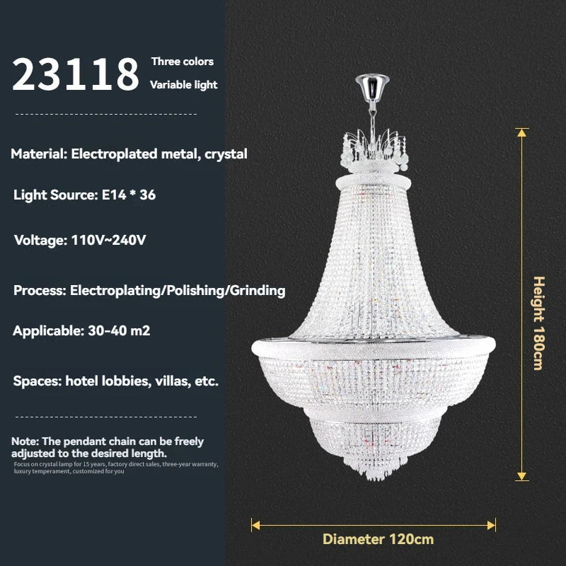 Light Luxury Duplex Villa Led Crystal Chandelier Home Decoration Living Room Bedroom Mid Floor Hollow Spiral Staircase Light