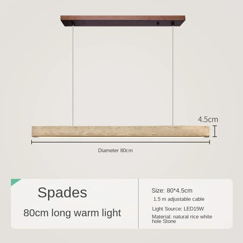Japanese Wabi Sabi Stone Long Strip Chandelier One Line Down light Restaurant Living Room Office Study Table Light Fixture Wood
