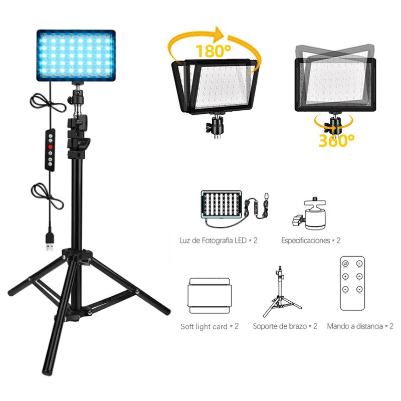 2023 LED Photography Video Light Panel Lighting Photo Studio Lamp Kit For Shoot Live Streaming With Tripod Stand RGB Filters