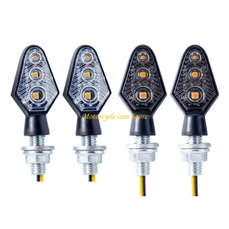 High Efficiency Motorcycle LED Turn Signal Lights (1 Pair) - 1200 Lumens Warm Yellow Blinker Indicators, Waterproof IP67 Universal Fit