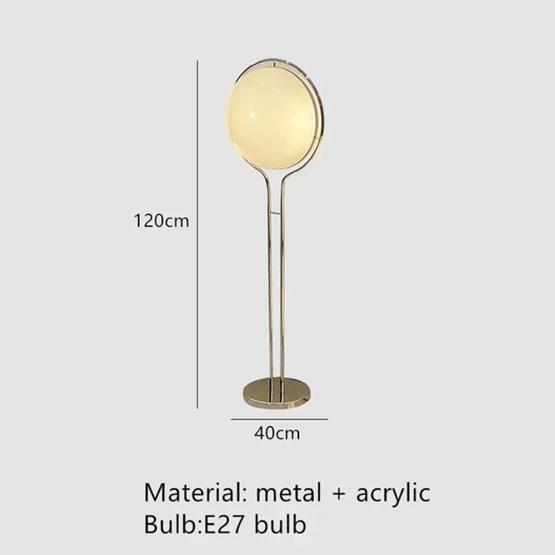 2026 Modern Creative Chrome Floor Lamp - White Acrylic Ball LED Standing Light