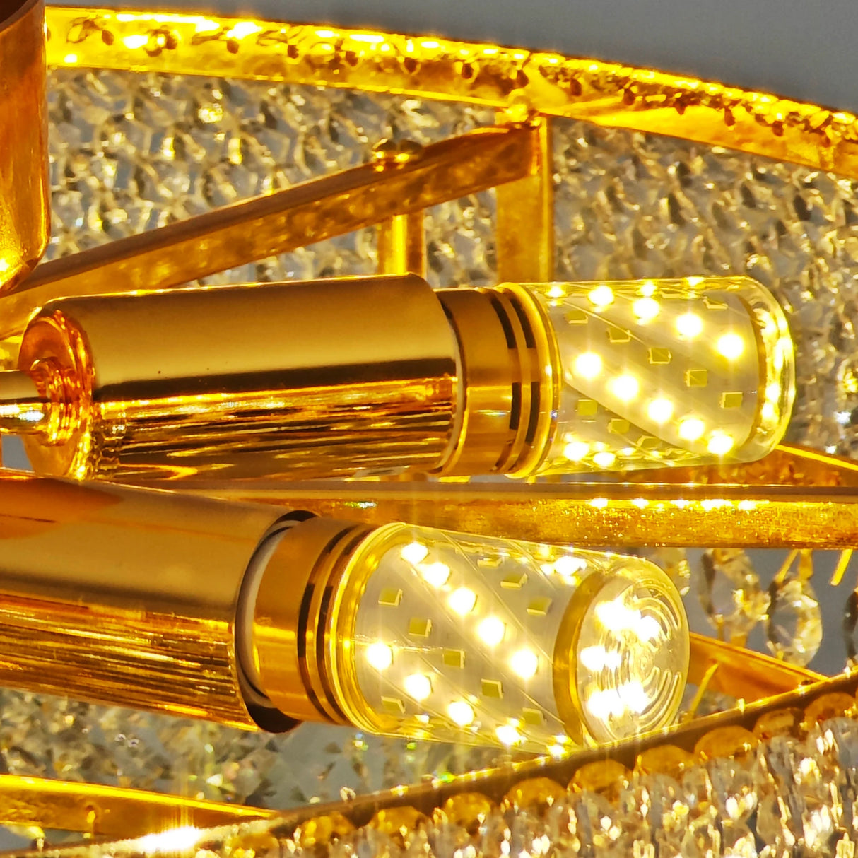 Luxury Ceiling Light: Empire Gold Ceiling Light Fixtures 10 Lights Rectangular Crystals Chandelier Over Long Dining Table, for Kitchen Islands, 3 Colors Temperature