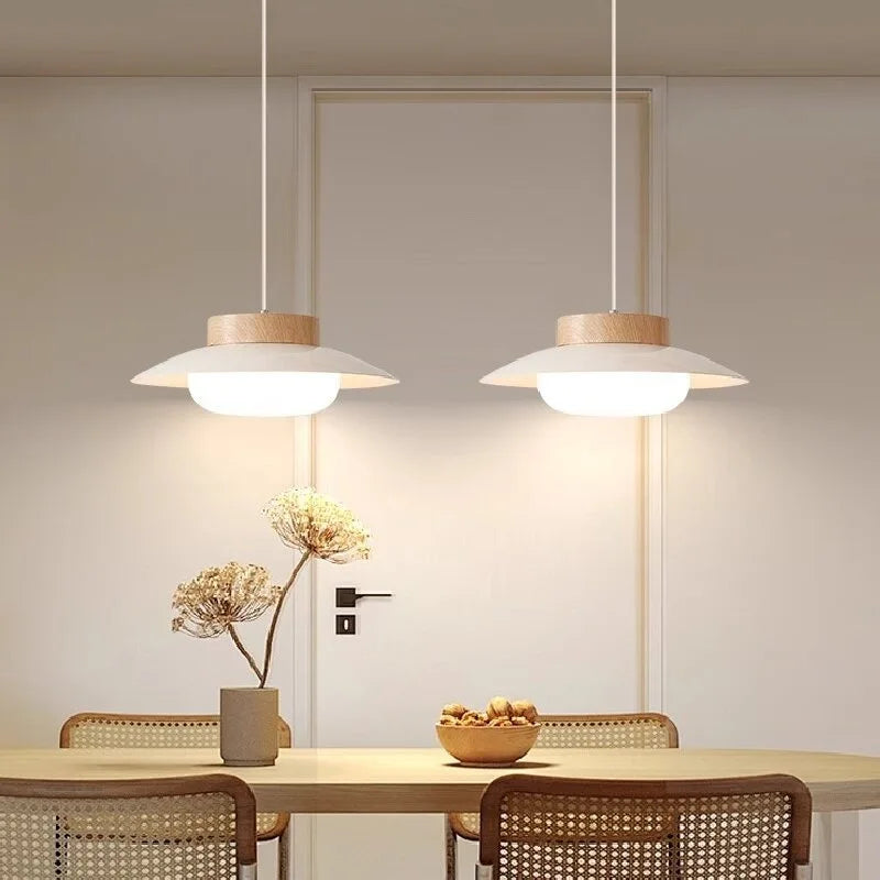 Cream Style Restaurant Pendant Light Japanese Style Wooden Dining Table Light Traditional Wabi Sabi Wind Light