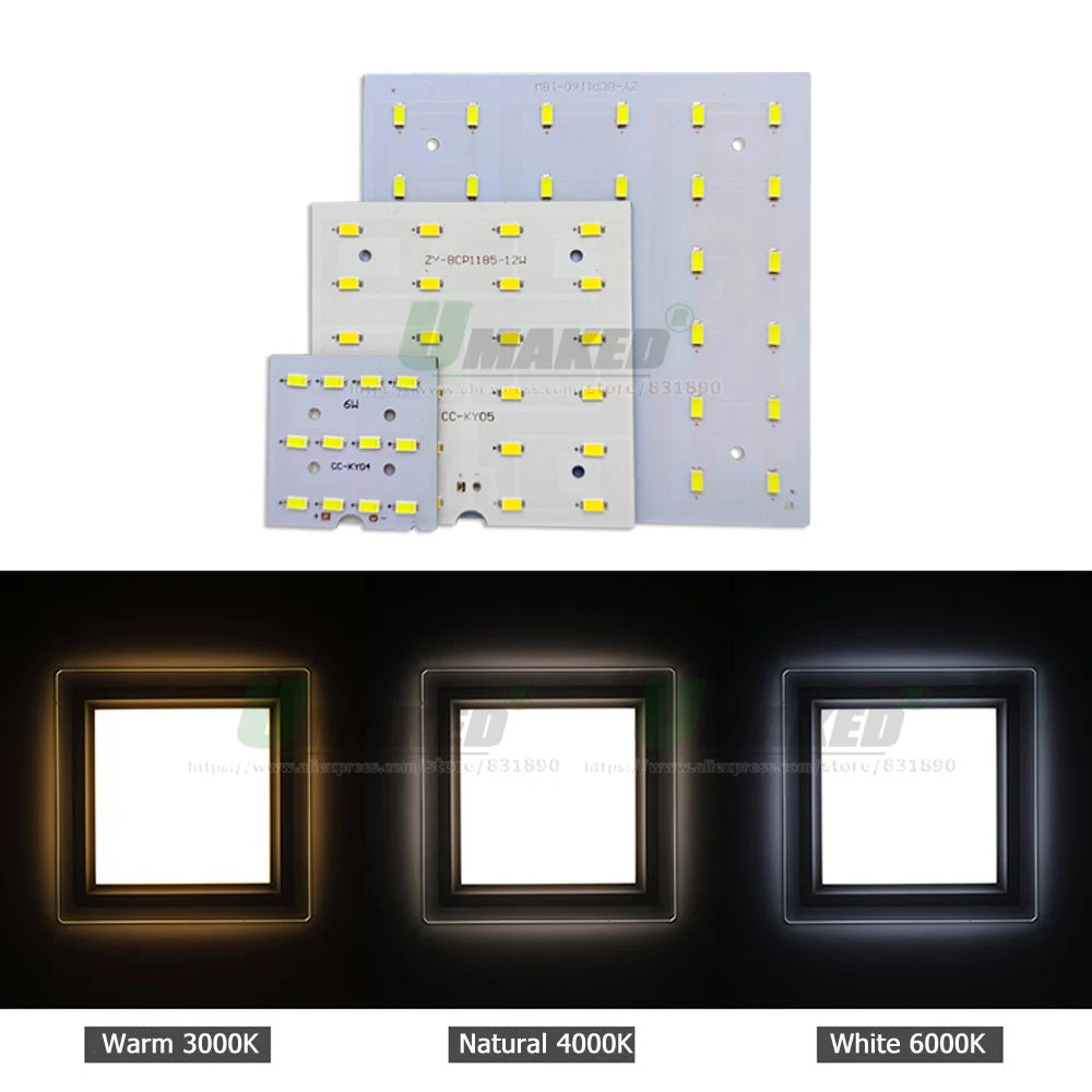 5/10Pcs LED PCB 6W 12W 18W LED Downlight Aluminum Plate Lighting Heatsink SMD5730 110lm/W Square Light Source For Panel Lamps