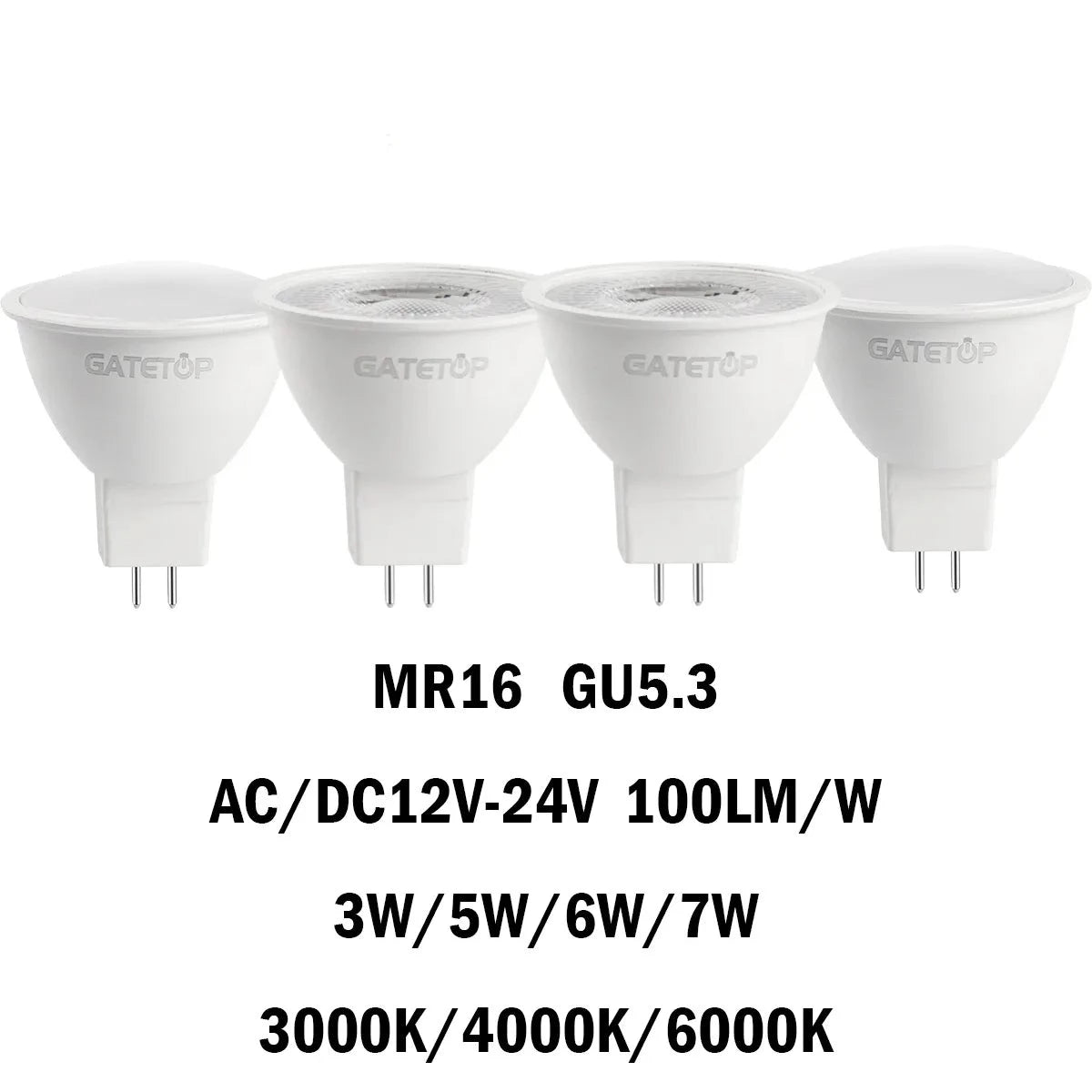 MR16 LED Spotlight GU5.3 Low Voltage AC/DC12-24V 5/10/15/20PCS 3/5/6/7W 120/38Degree No Flicker High Lumen for Interiors