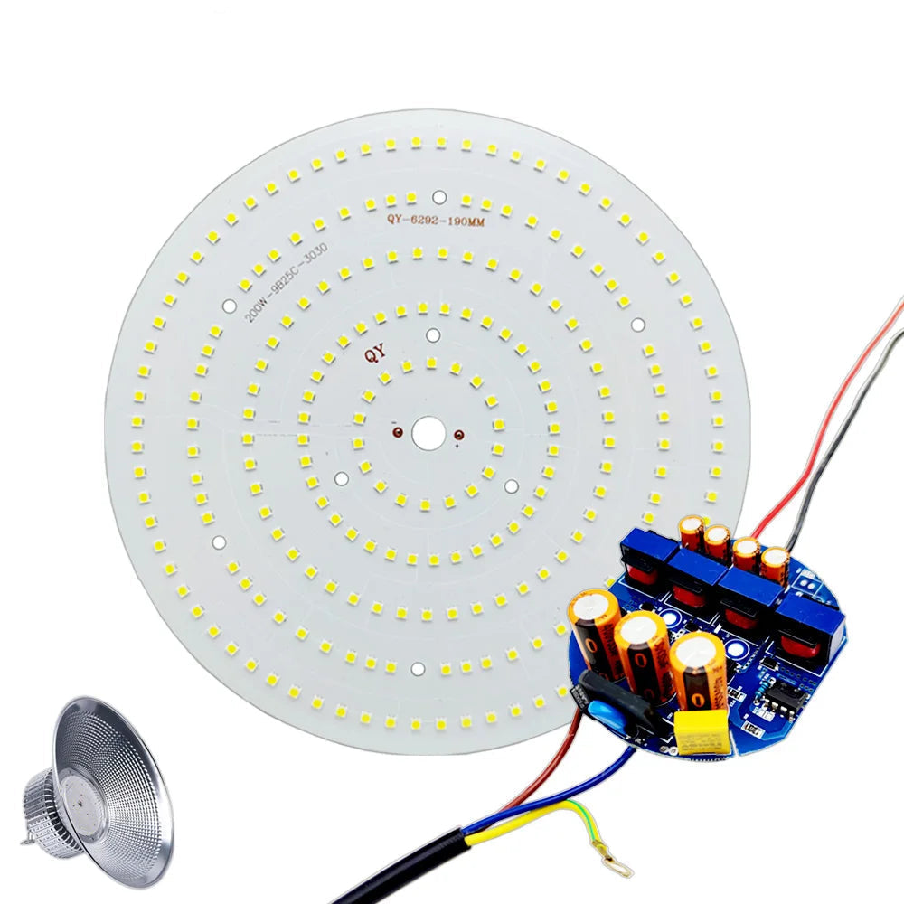 1Set LED High Bay Light DIY Replacement Kit (100W/150W/200W) 220V - High-Power Light Board + Driver for Warehouse & Garage Repair
