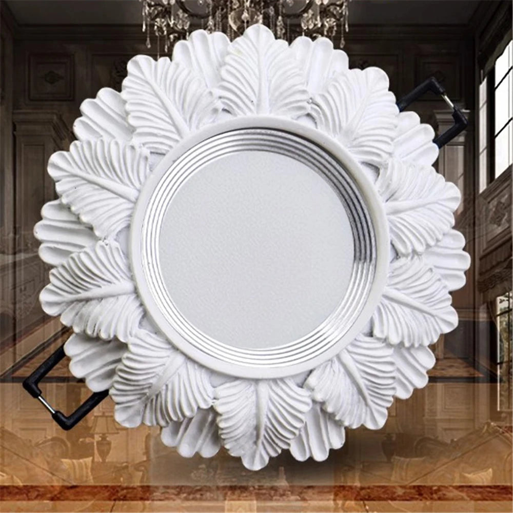 White Feather Resin LED Recessed Downlight - Adjustable Angle Art Ceiling Spotlight Fixture for Living Room, Office & Restaurant Decor
