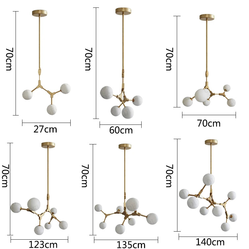 Nordic creative Glass ball chandelier Modern minimalist dining table Bar LED hanging lamp living room molecular pendant lamps