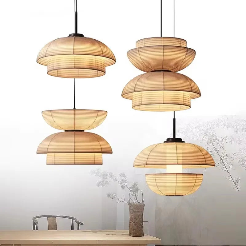 Creative Noguchi Lamp Japanese Pendant Lights Vintage Fabric Lantern Wabi Sabi Lights For Living Room Home Dining Room Lighting