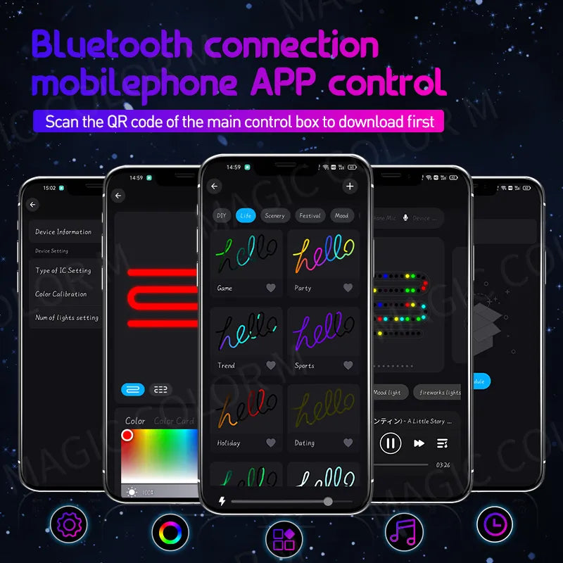 ambiance with the Vegeting Universal Car Ambient Lights LED Interior RGB Symphony Lamp. Control it with a remote or the app.