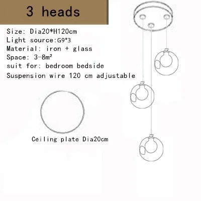 Nordic Creative Round Glass LED Chandelier Applicable To Stair Decoration Decoration Maison Home Decor Interior Lighting