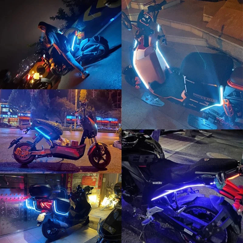 2pcs Motorcycle LED Turn Signal Lights - Waterproof DRL Flowing Strip