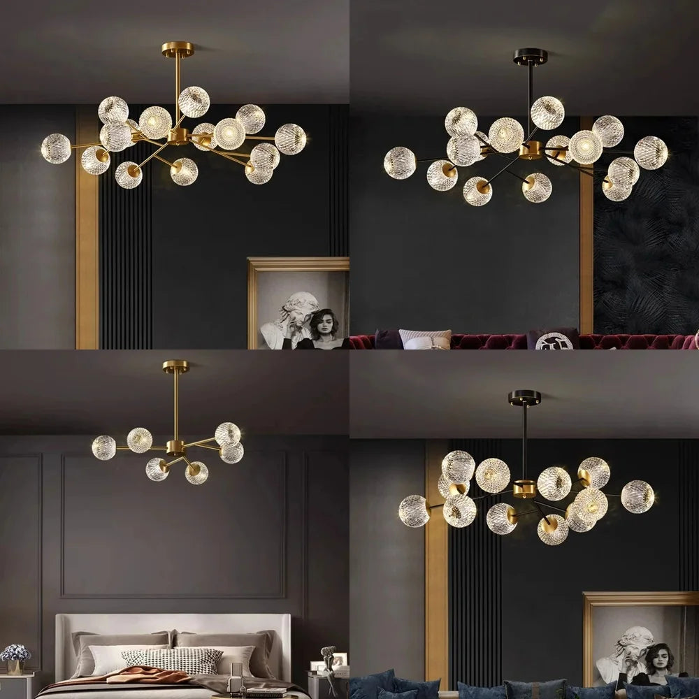2026 for Nordic LED crystal spherical ceiling chandelier for dining living room bedroom luxury main light simple indoor