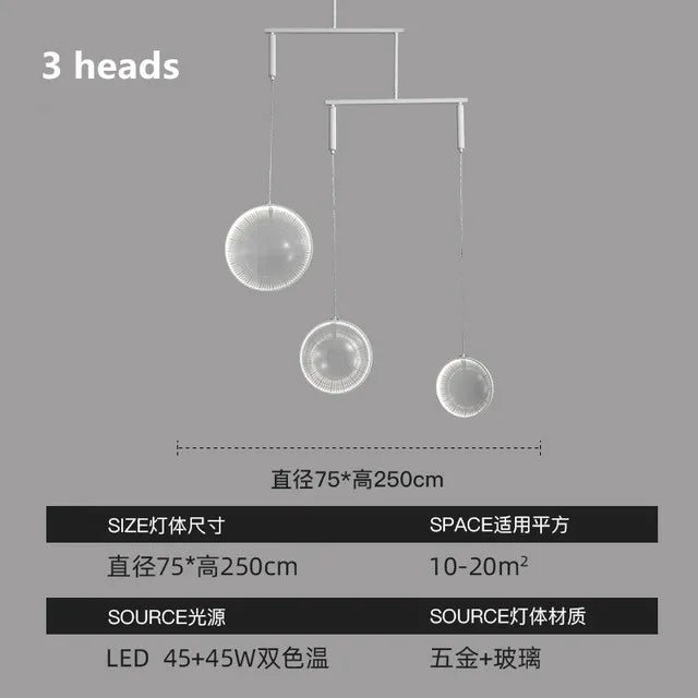 Pendant light LED Round clear glass light fixture Hotel Hall Living room lamp Restaurant designer pendent light