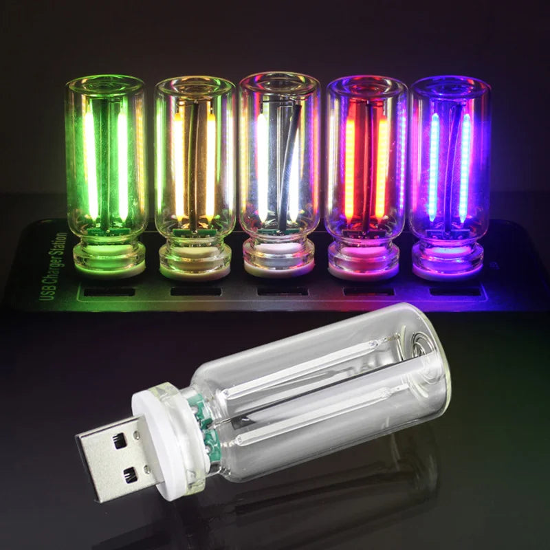 Car USB Night Light Touch Dimmable LED Filament Lamp Portable Lighting Decorative Atmosphere Lamp for Car Bedroom Outdoor