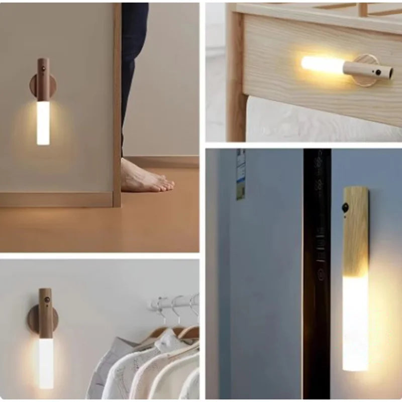 Wireless LED Motion Sensor Night Light - USB Rechargeable Wall & Cabinet Lamp