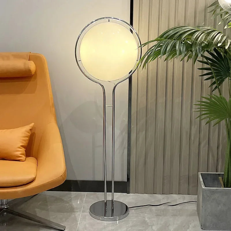 Designer LED Floor Lamp Nordic Living Room Standing Light Bedroom Bedside Hotel Room Shop Decor Modern Silver Metal Floor Lights