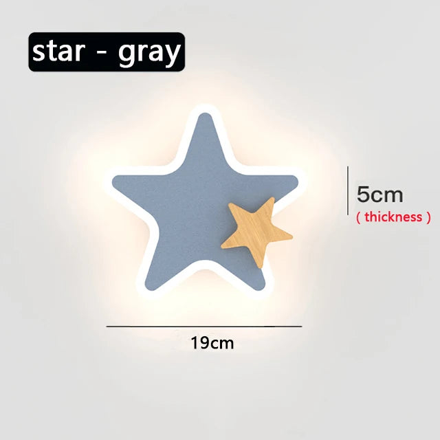 Cartoon LED Rocket Wall Lamp Modern Creative Moon Star Wall Light Indoor Baby Children's Room Bedside Decoration Light Kids Gift