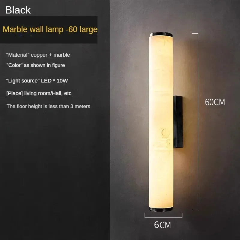 Nordic Lamps Long Stripes Minimalist All Copper Marble Wall Lamp Modern Lighting Luxury Living Room Bedroom Home Decor LED