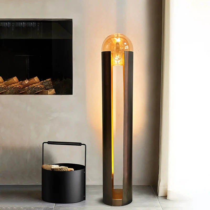 Luxury Black Iron LED Floor Lamp - Nordic Minimalist Standing Light & Desk Lamp Fixture for Living Room, Hotel & Bedroom Bedside