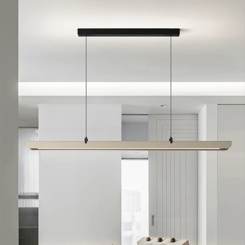 Modern Minimalist Dining Room Chandelier LED Pendant Lamp for Dining Table Restaurant Cafe Bar Office Hanging Lights Long Strip