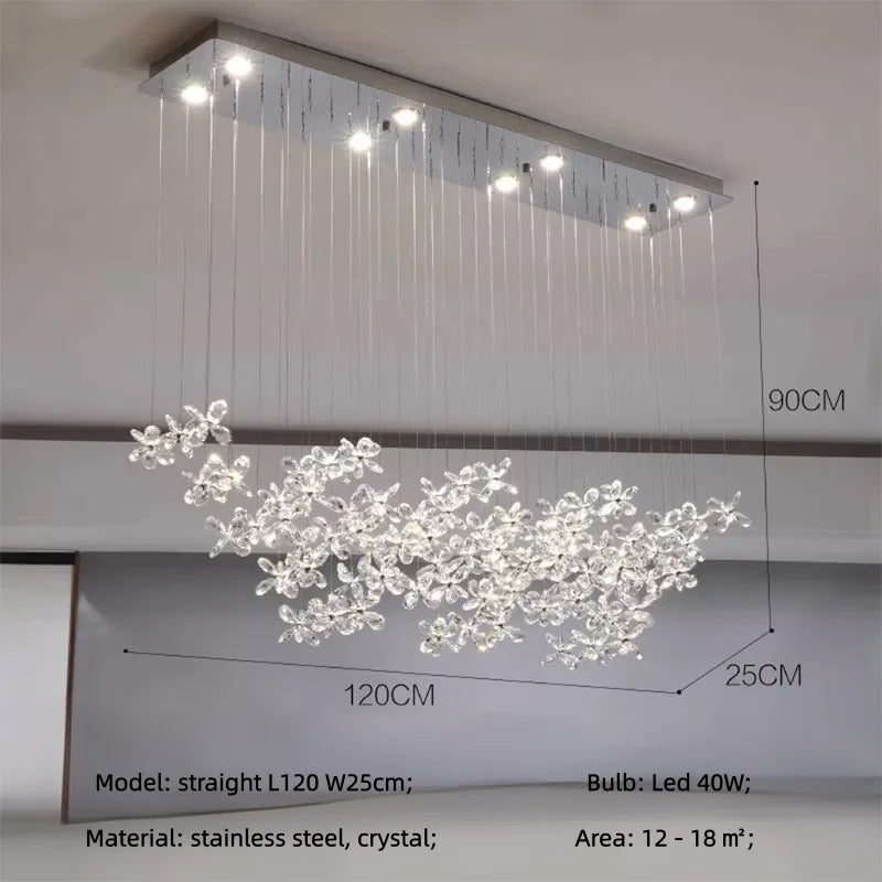 French Dining Room Crystal Led Pendant Lights Modern Luxury Bar Hanging Lamp Home Decor Led Suspend Light Led Luminarias