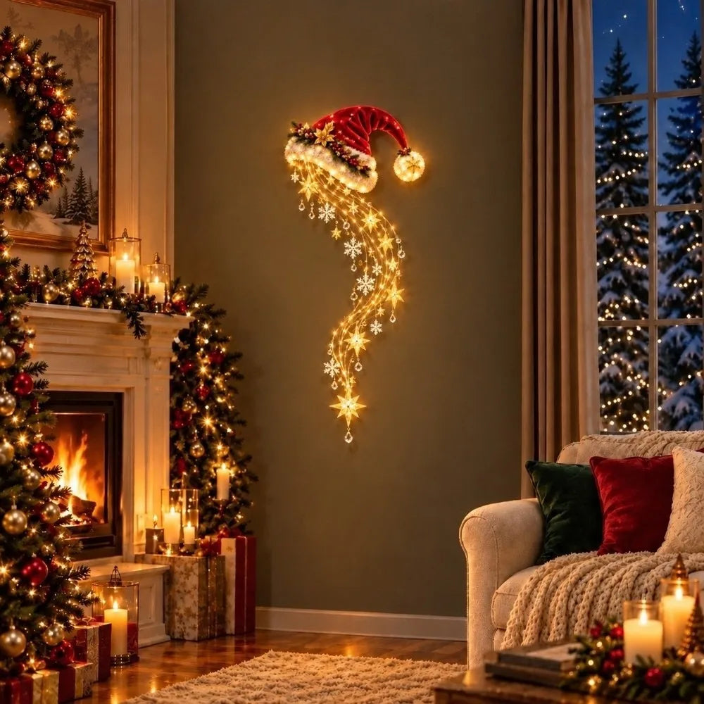 LED Angel Blessing Wall Light Wall Mounted Christmas Wall Decor Starglow Cascading Glowing Star Light Warm White Lights