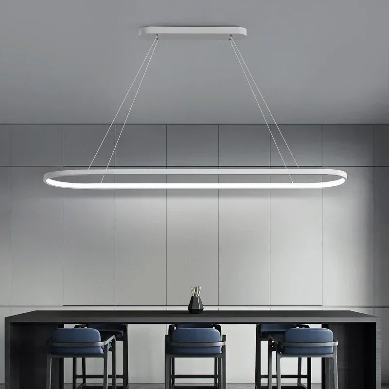 Modern LED Linear Pendant Light - Simple Line Hanging Lamp for Dining Room