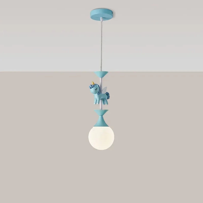 Children's Room Bedroom Pendant Light Eye Protection Cartoon LED Carousel Creative Pink Decoration Room Pendant Light