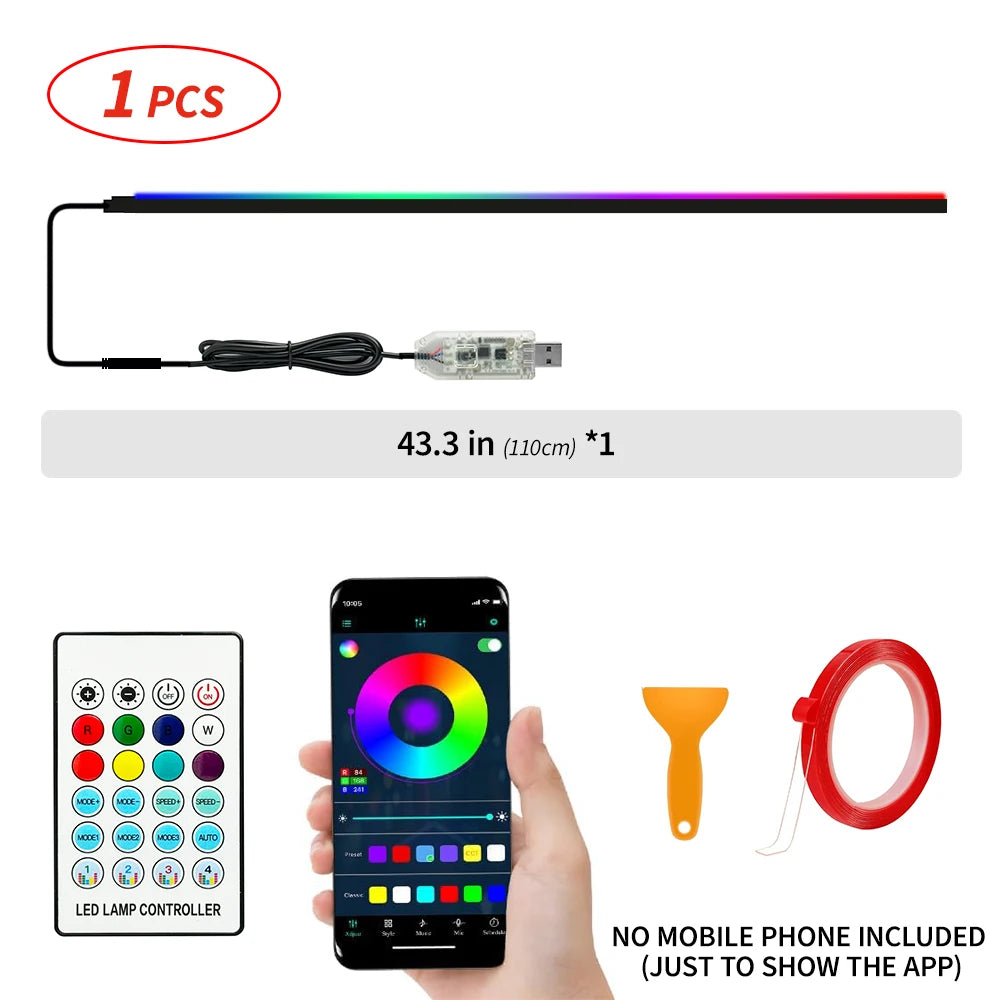 43.31" Streamer Car Ambient Light - RGB 64 Color Universal LED Interior Strip