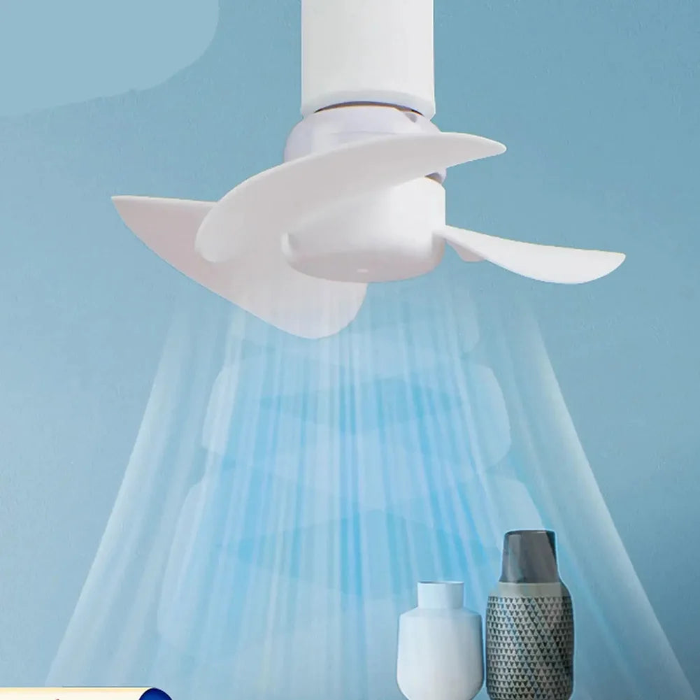 Compact 14cm E27 Screw Base Ceiling Fan - Brushless Motor Quiet Indoor Socket Fan