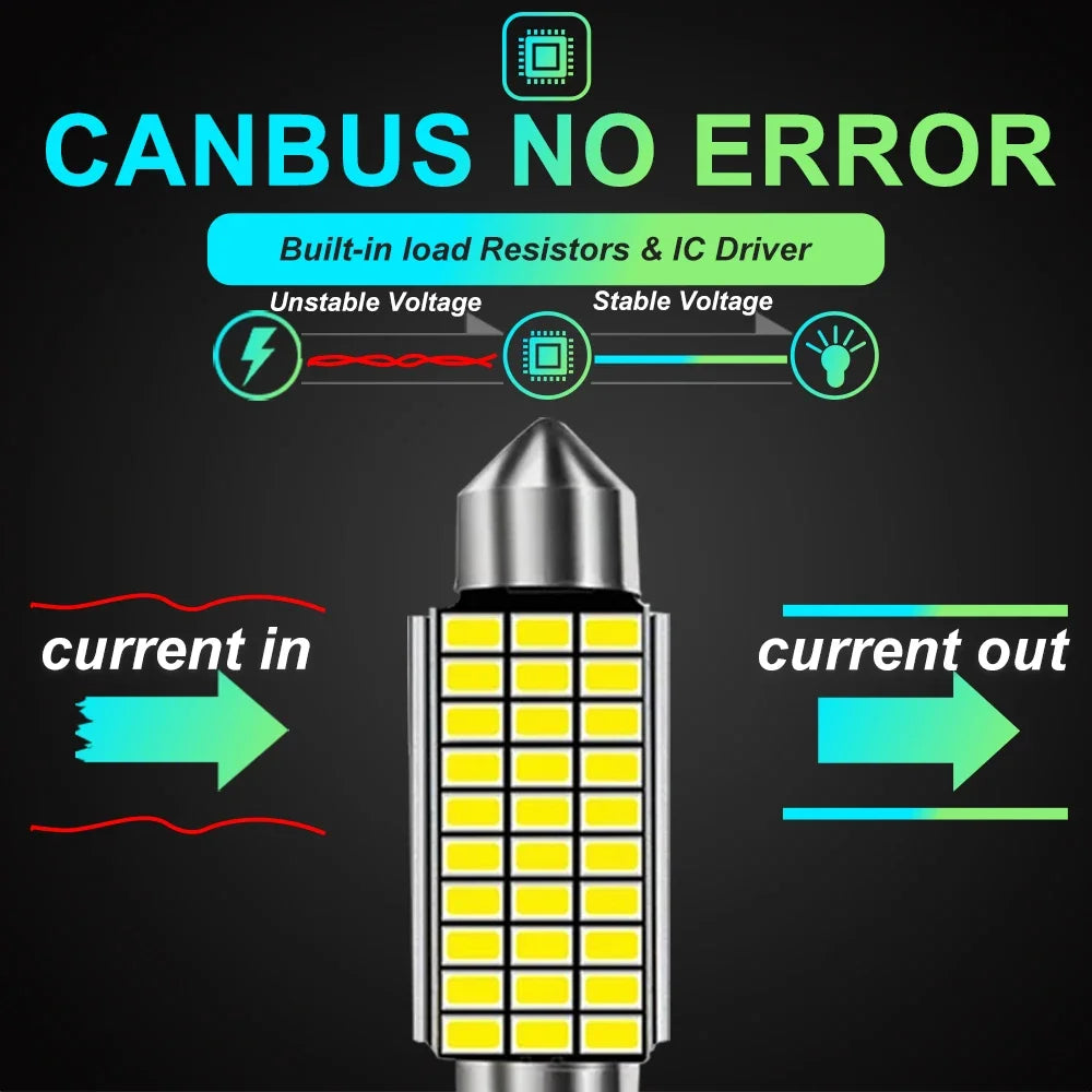 10pcs Festoon 31mm 36mm 39mm 41mm High Quality Super Bright LED Bulb C5W C10W Car License Plate Light Interior Reading Dome Lamp