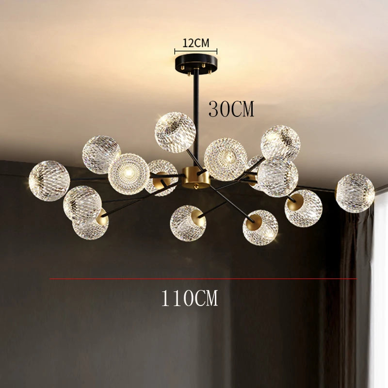 2026 for Nordic LED crystal spherical ceiling chandelier for dining living room bedroom luxury main light simple indoor