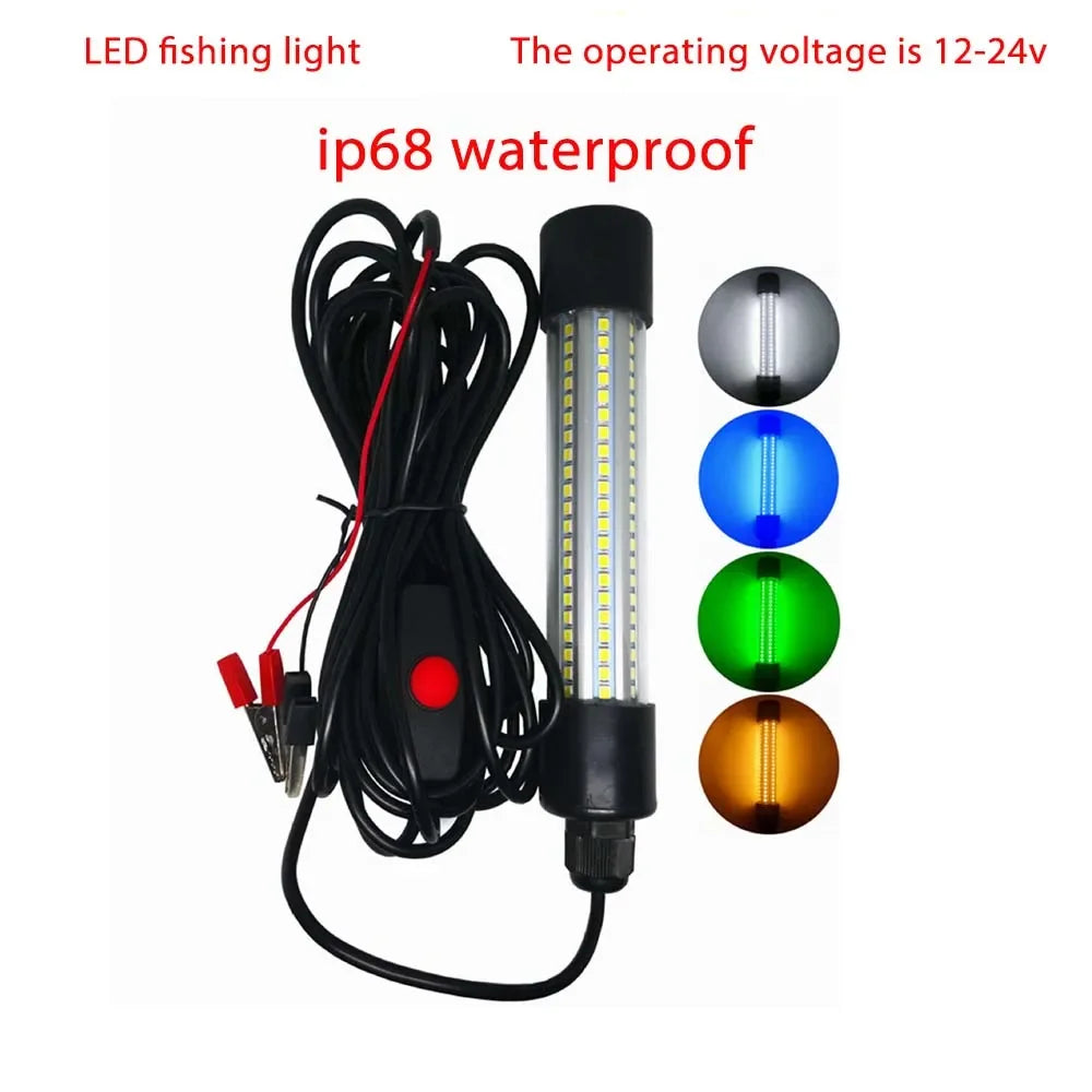 20W Underwater Submersible Fishing Light 12V-24V - 126 LED Green Lure Finder Lamp