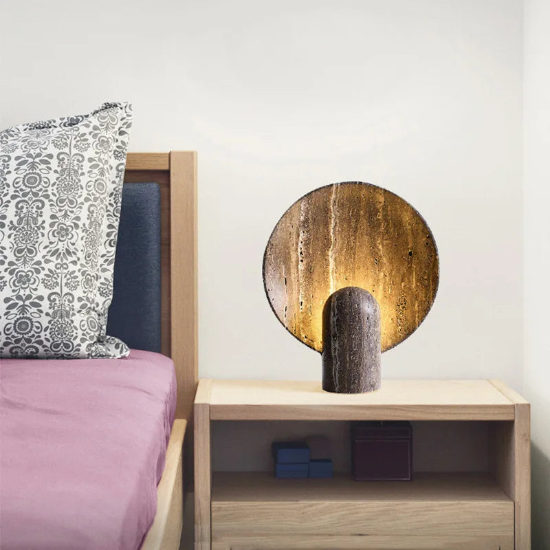 Modern Living Room Brown Luxury Dark Travertine Rock Minimalist Nordic Bedroom Home Decor LED Modern Resin Table Lamp