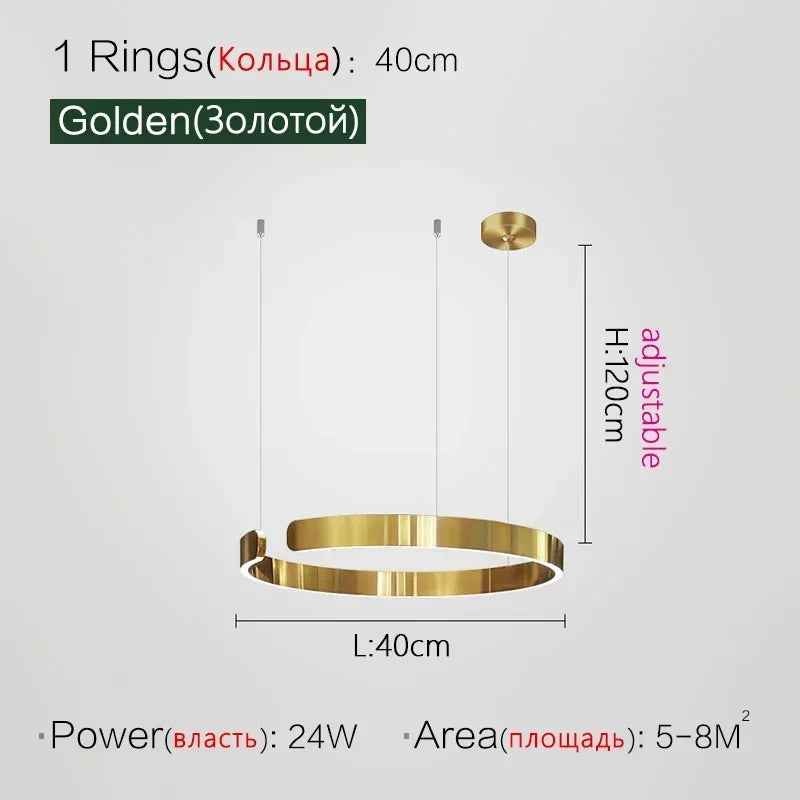 Nordic Designer Round LED Pendant Light - Modern Chandelier for Dining Room