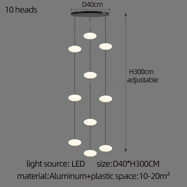 Modern Led staircase chandelier living room hanging light designer Villa duplex building oval string attic pendant lighting