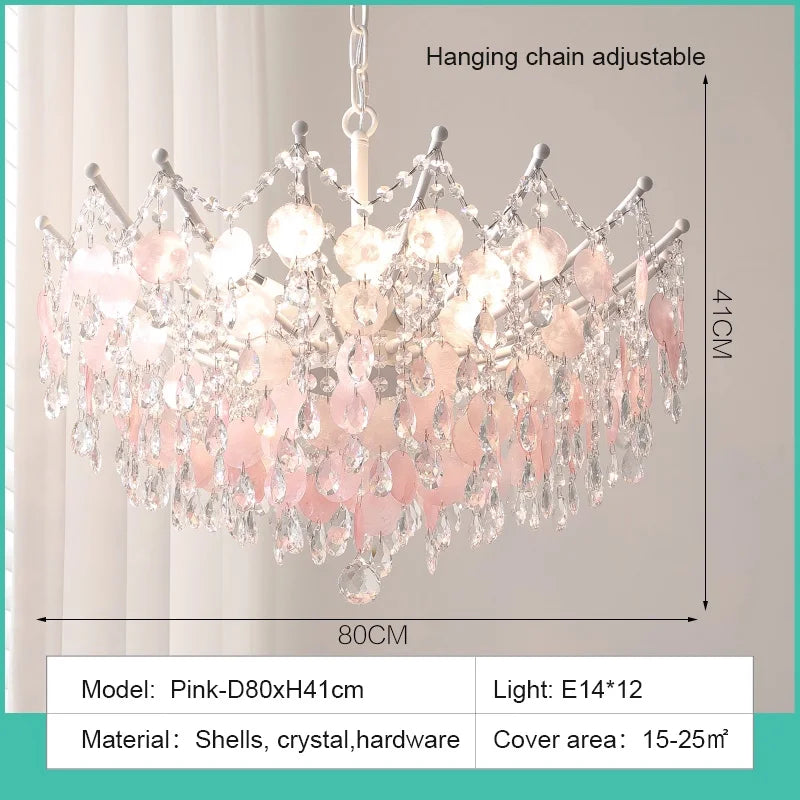 LED French Medieval Pendant Light Style Luxury Blue Crystal Chandelier for Villa Living Room Bedroom Hallway Ceiling Lamp
