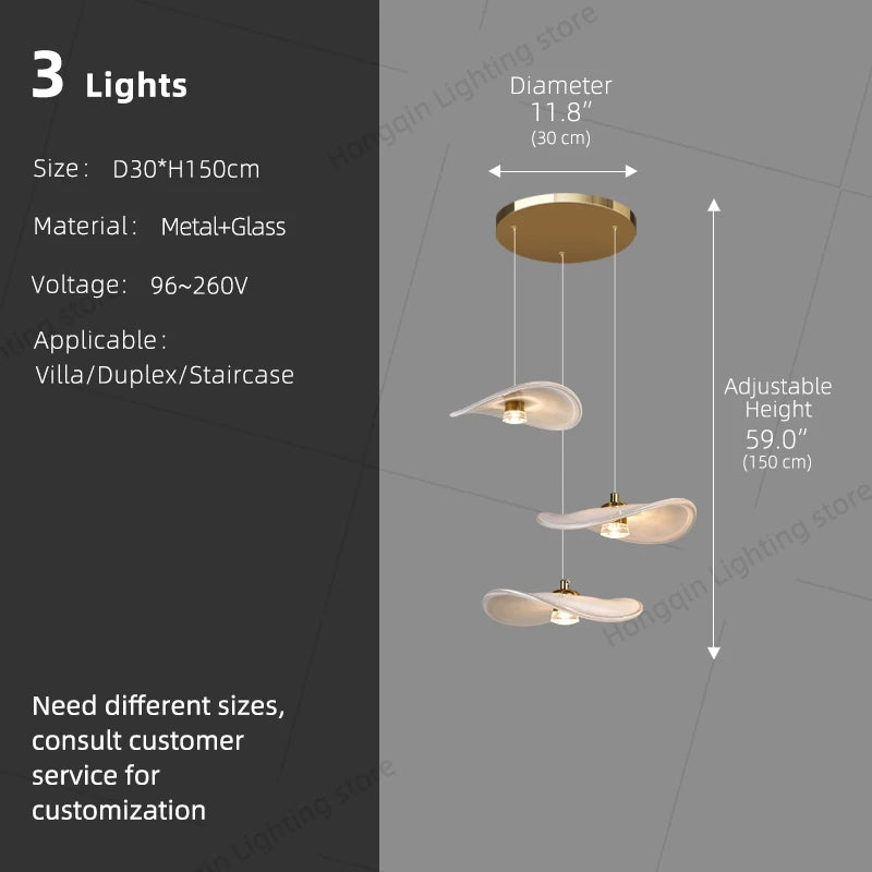 Luxury Stair Chandelier Pendant Light Lighting Duplex Loft Glass Hanging Lamp Nordic Minimalist Long Staircase Chandelier Lustre