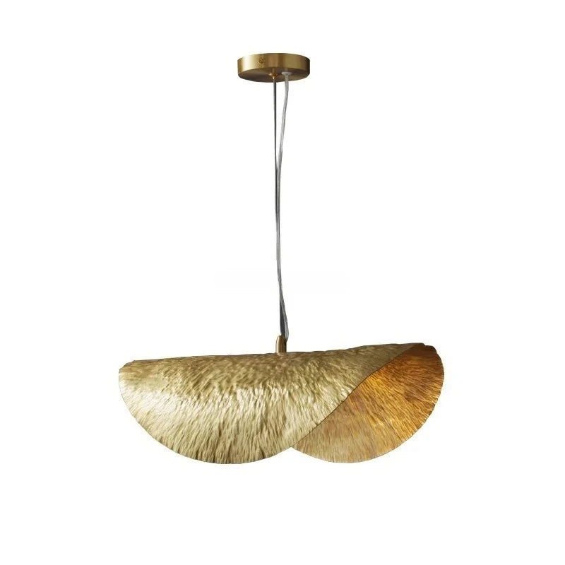 Minimalist Creative Decor Copper Pendant Lamps Lotus Leaf Hat Lamp Living Room Restaurant Light Bar LED Chandelier