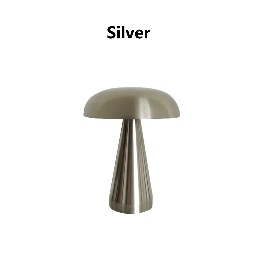 Retro Mushroom LED Night Light Touch Sensor Rechargeable Desk Lamp for Bedroom Restaurant Bar Decor Reading Lighting